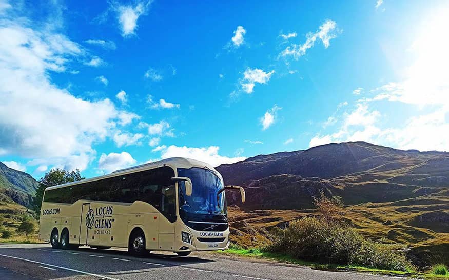 Enjoy the majestic scenery of Scotland while travelling on a Lochs and Glens bus tour.