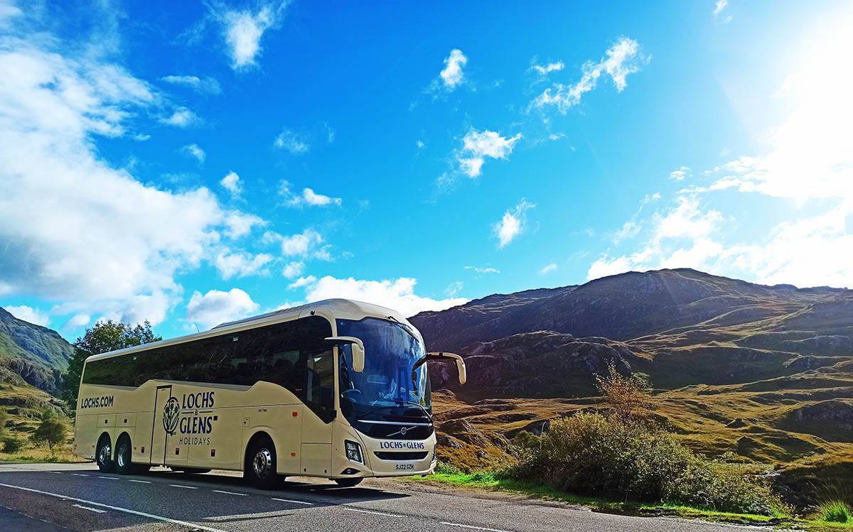 Enjoy the majestic scenery of Scotland while travelling on a Lochs and Glens coach tour.
