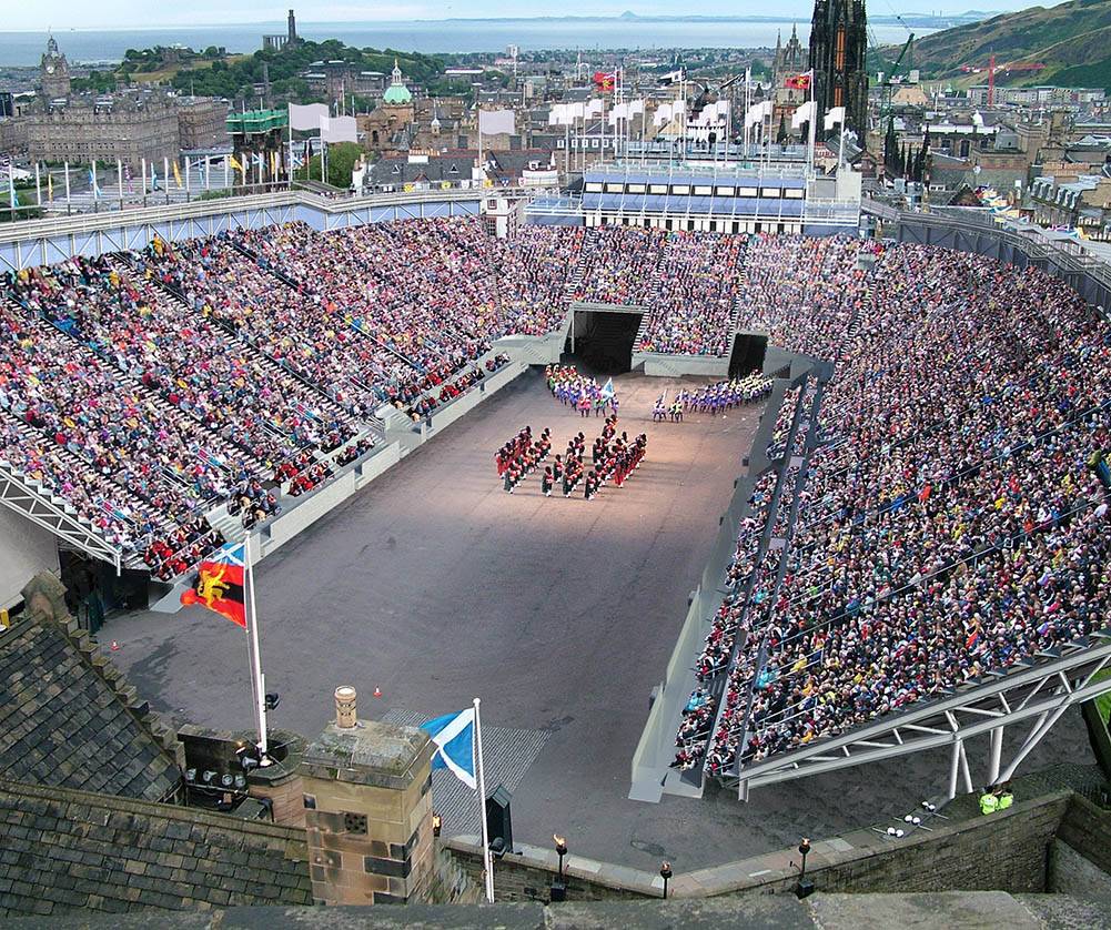 Daytime at the Military Tattoo show in Edinburgh