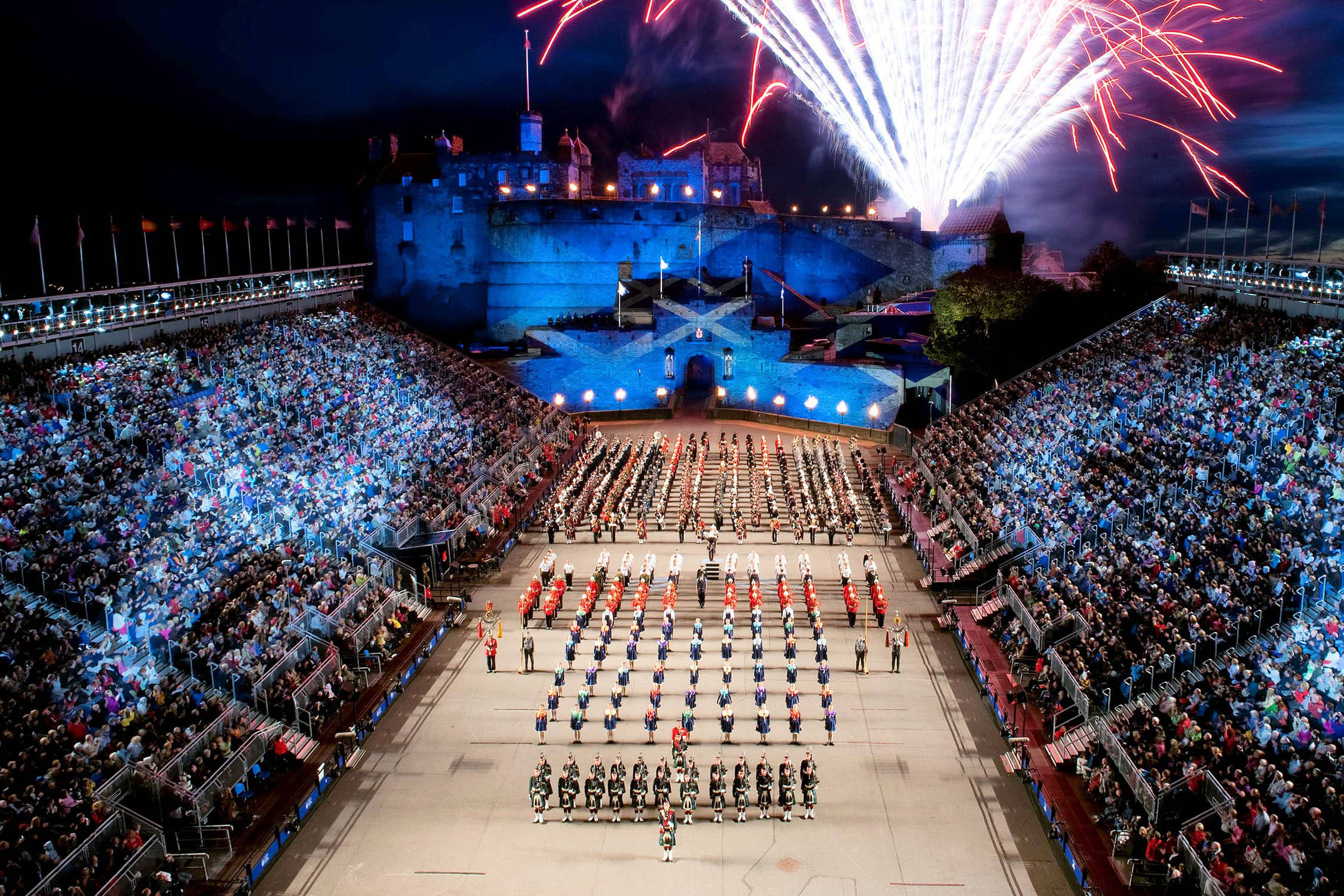 The crowd in the stadium at the Edinburgh Military Tattoo