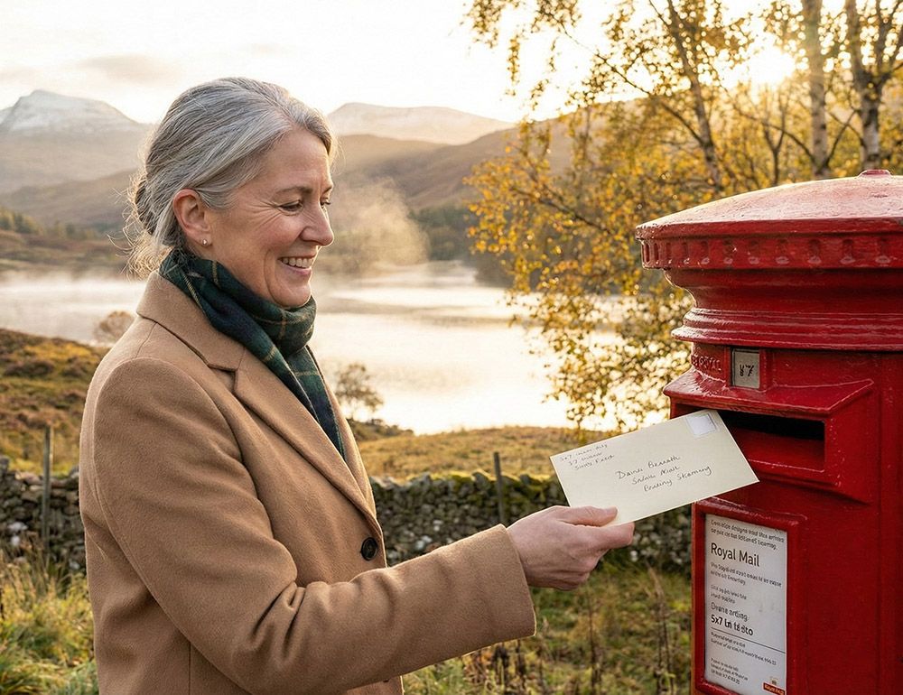 Woman posting a gift voucher