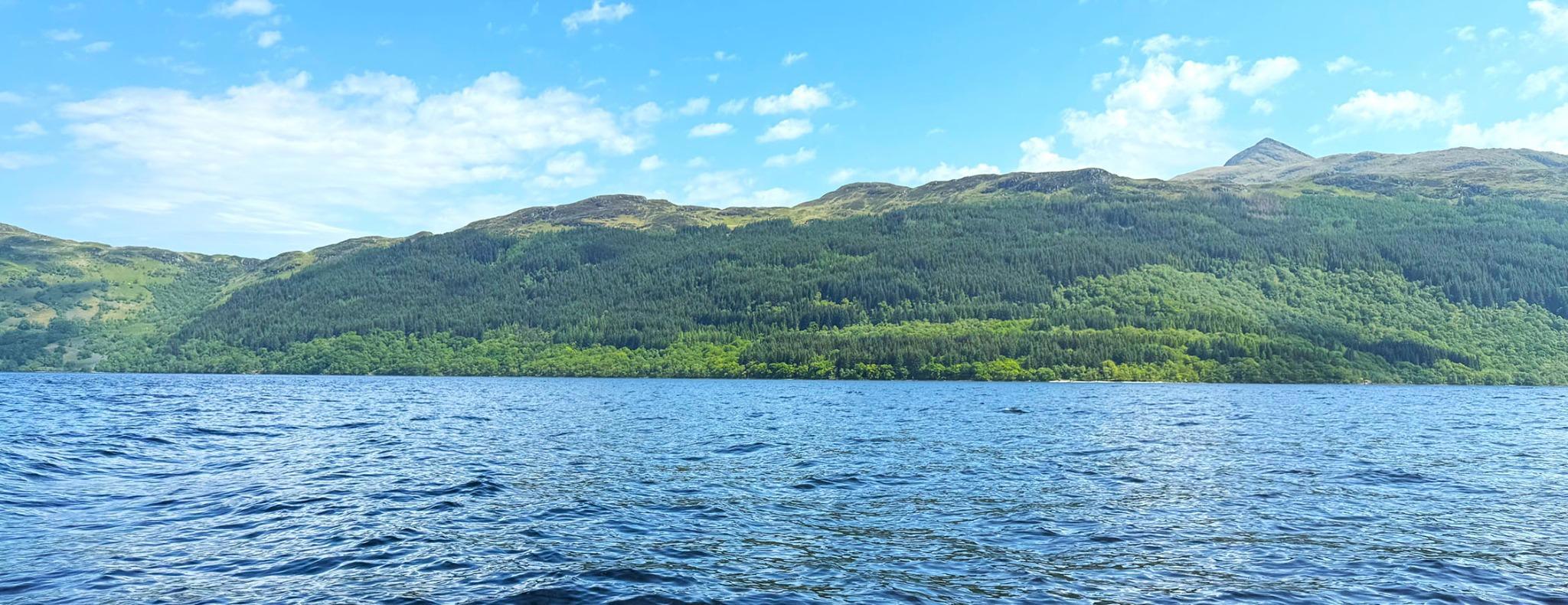 View across Loch Lomond on the journey to the coast