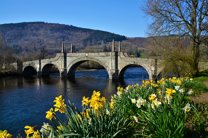 Autumn view of Aberfeldy town in Perthshire, Scotland
