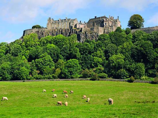 Looking up at Stirling Castle from the roadside.