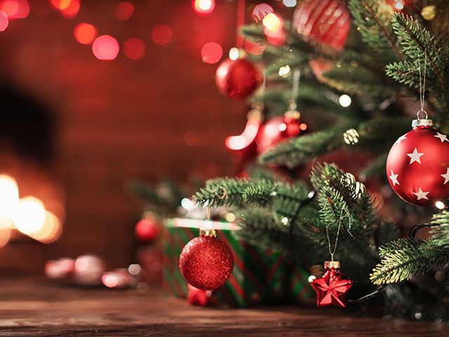 Festive decorations in a hotel lounge